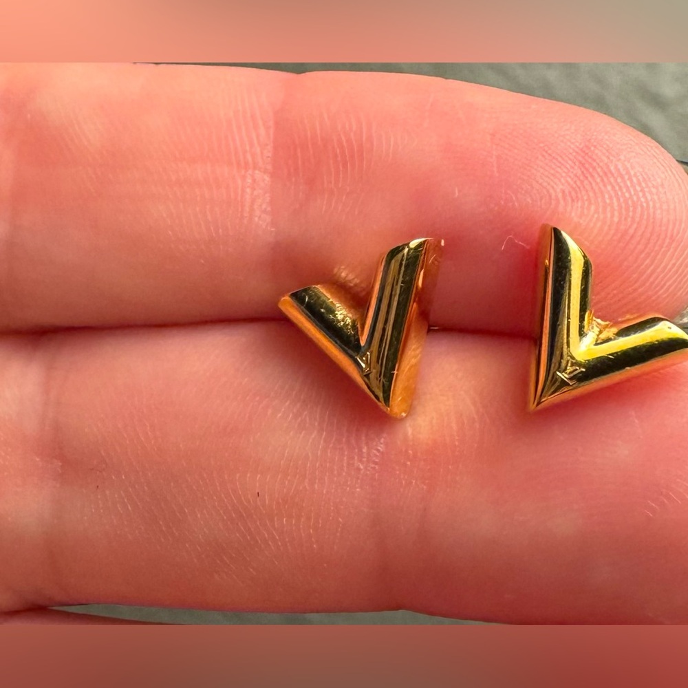 Louis Vuitton Gold V-Shaped Earrings